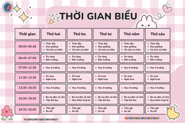 thời gian biểu cho bé sắp xếp thời gian