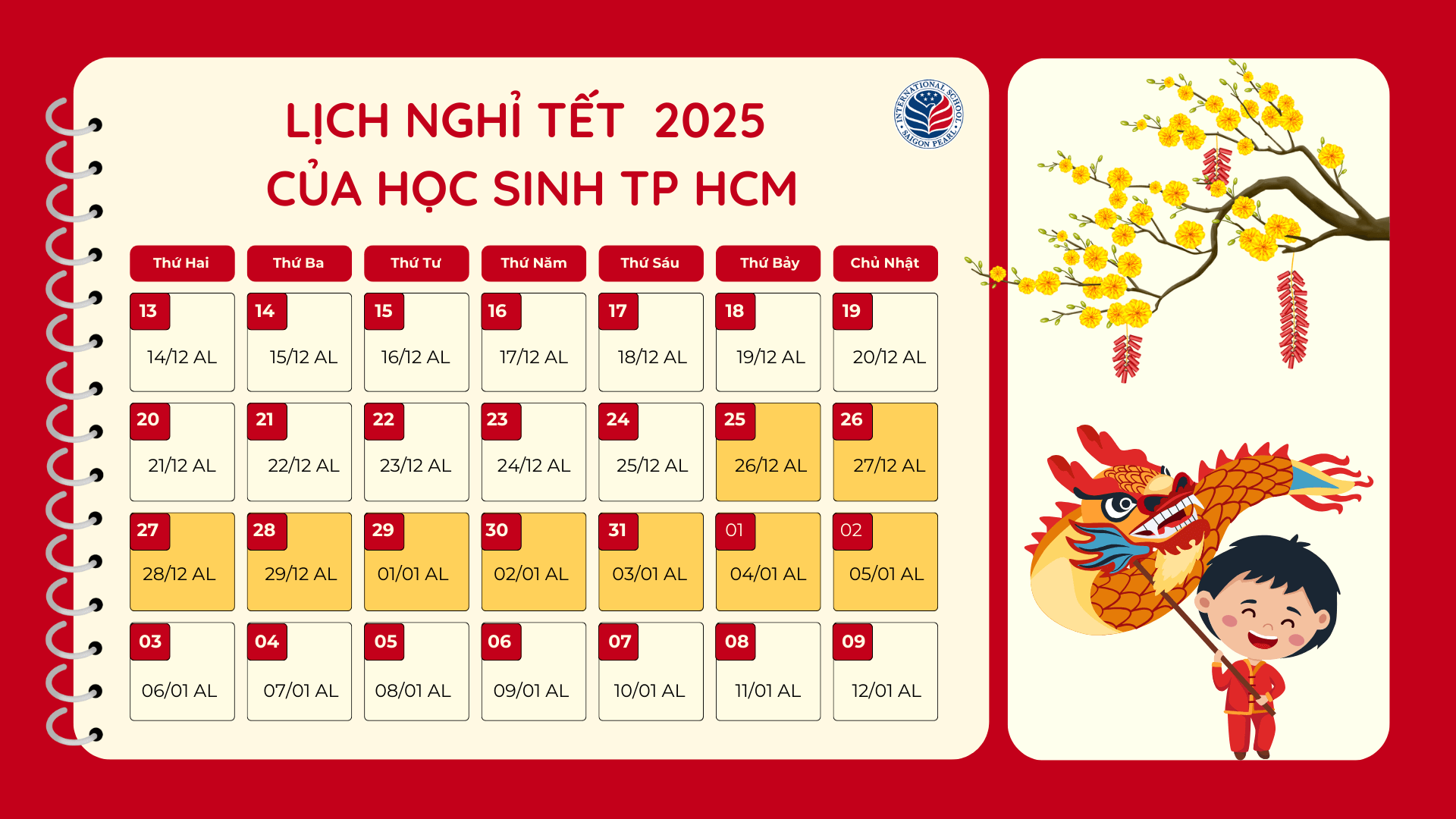 Lịch nghỉ Tết Nguyên đán Ất Tỵ 2025 của học sinh TPHCM chính thức là 9 ngày